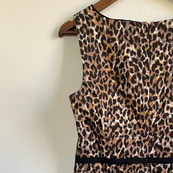 Ann Taylor LOFT Sleeveless Belted Midi Dress, Leopard Print, Size 8 - Picture 4 of 8